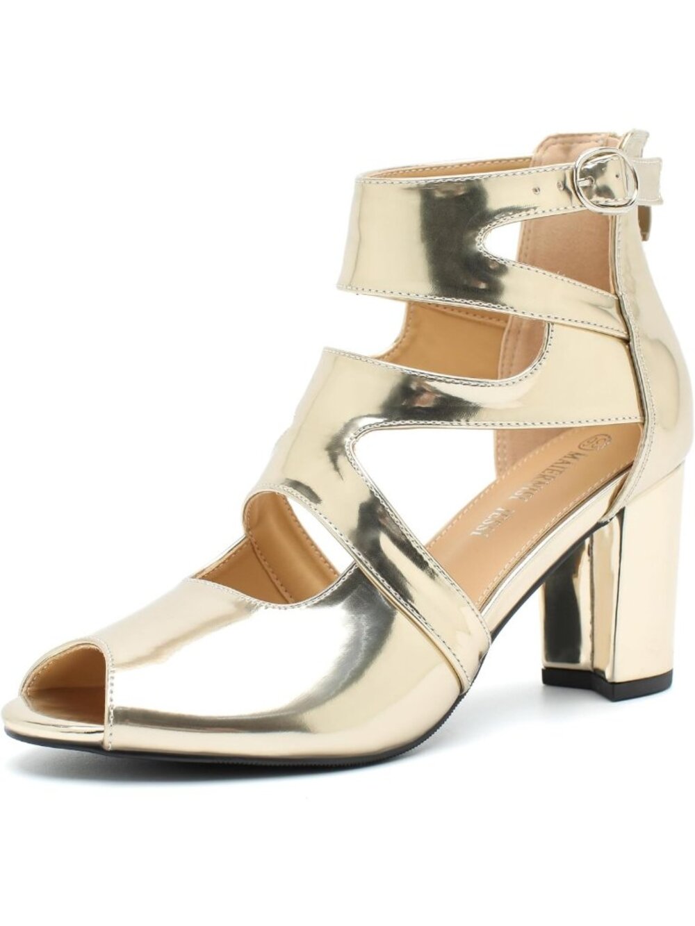 Stylish Women's Gladiator Peep Toe Sandals, Cutout Block Heel, Ankle Strap, Zip